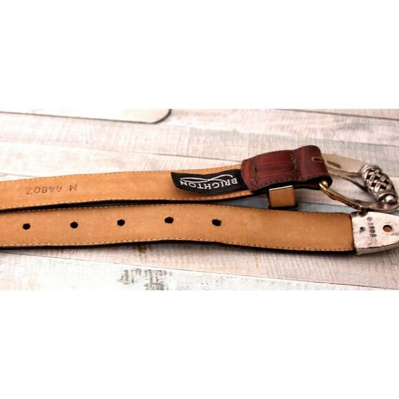 Brighton CROCO EMBOSSED BROWN GENUINE LEATHER 1"Wd CASUAL WOMEN'S BELT Sz M (*16 - Picture 8 of 8